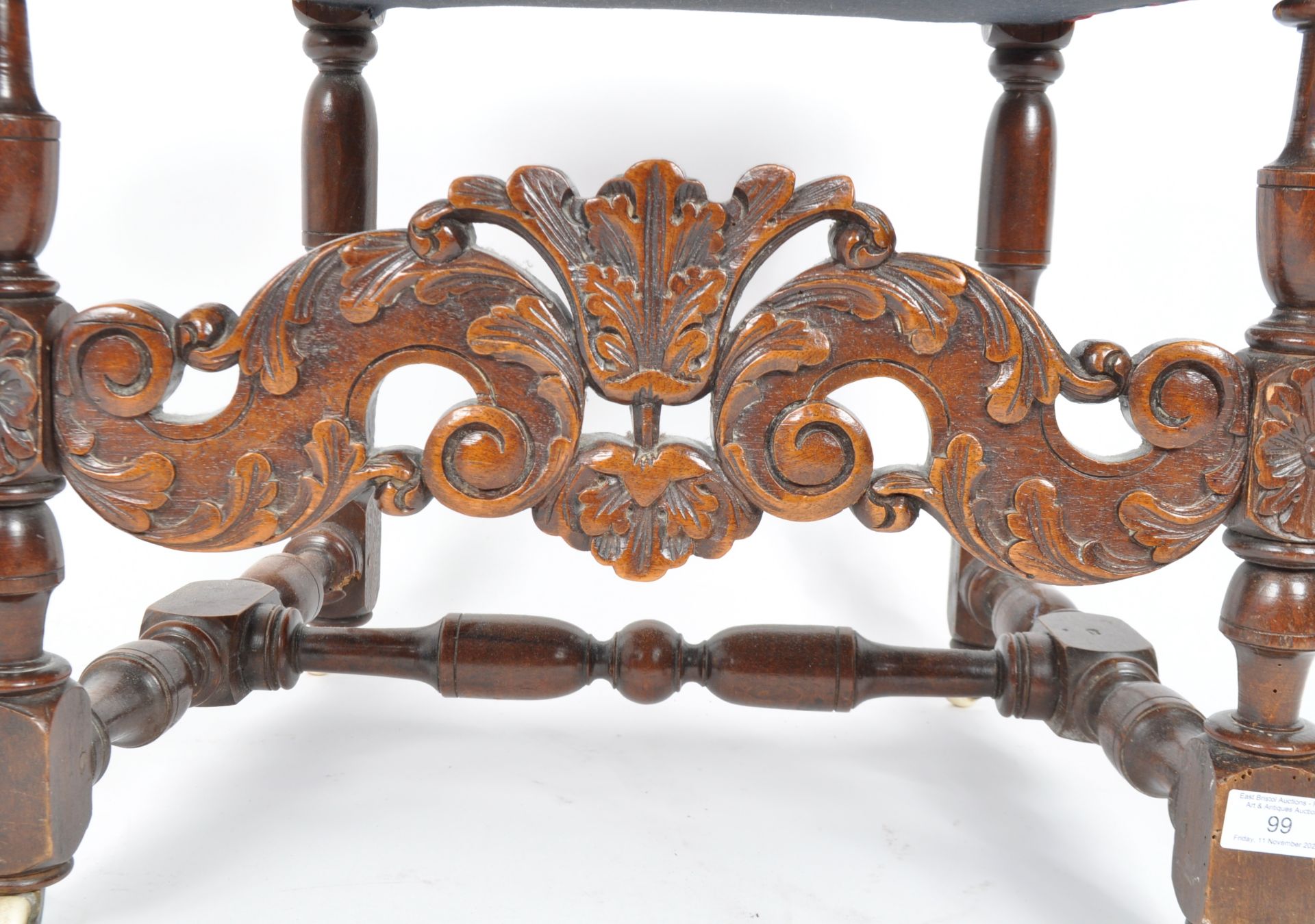 LATE 19TH CENTURY CARVED MAHOGANY STOOL - Image 3 of 5