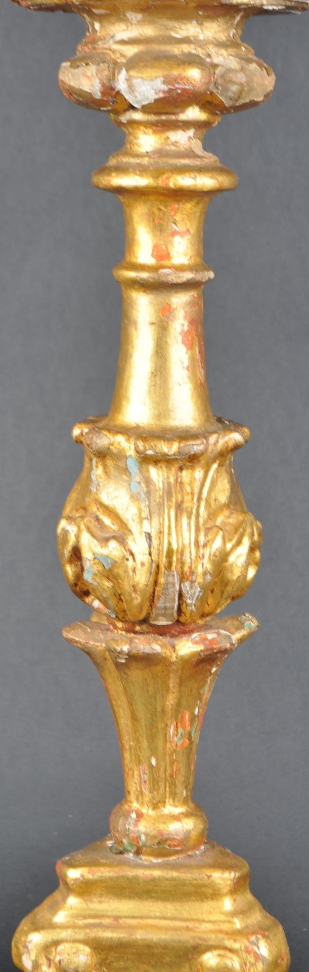 19TH CENTURY CARVED GILT WOOD CHURCH ALTAR CANDLESTICK - Image 3 of 4
