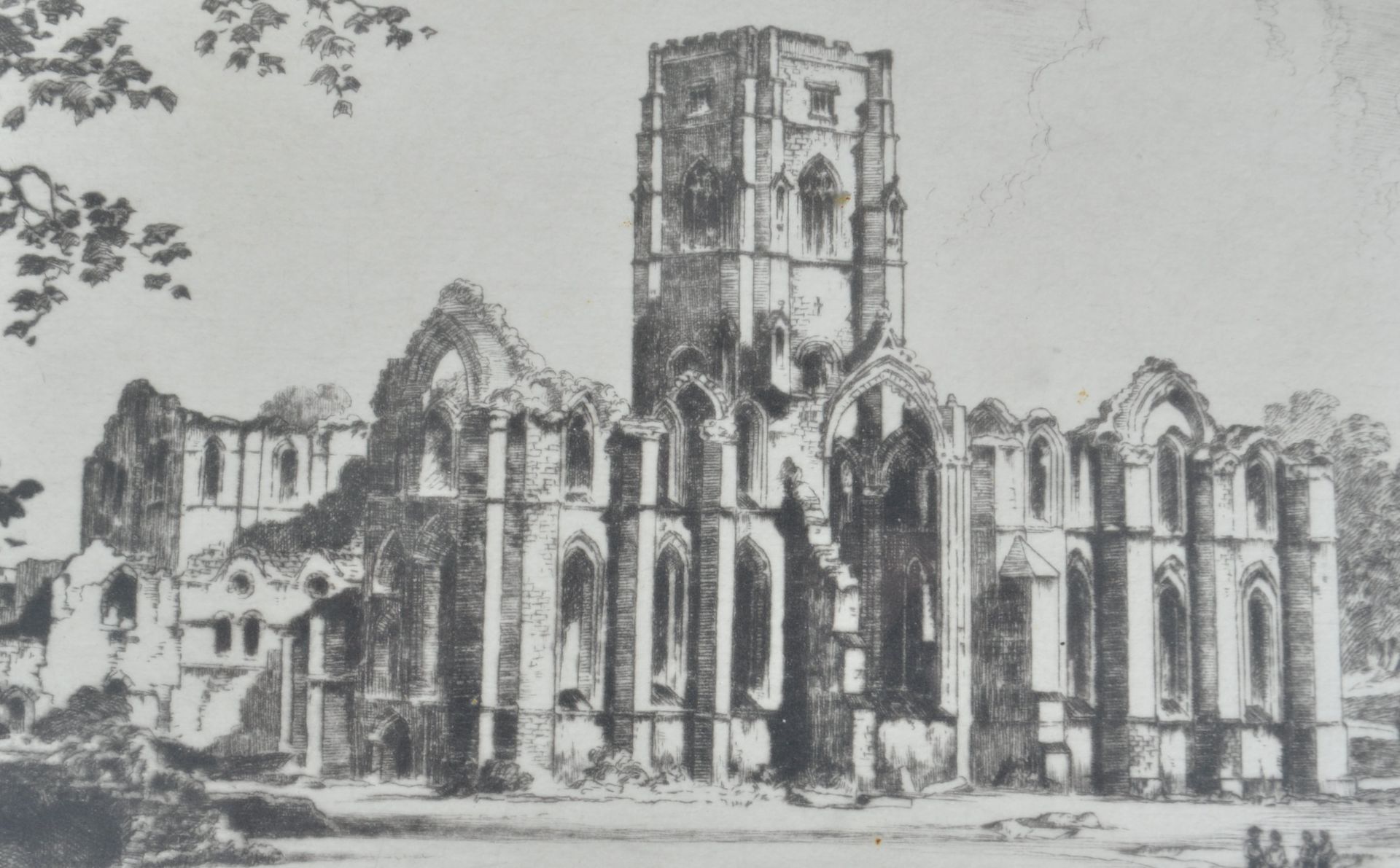 FOUNTAINS ABBEY YORKS ETCHING BY ALBANY EDWARDS - Image 4 of 6