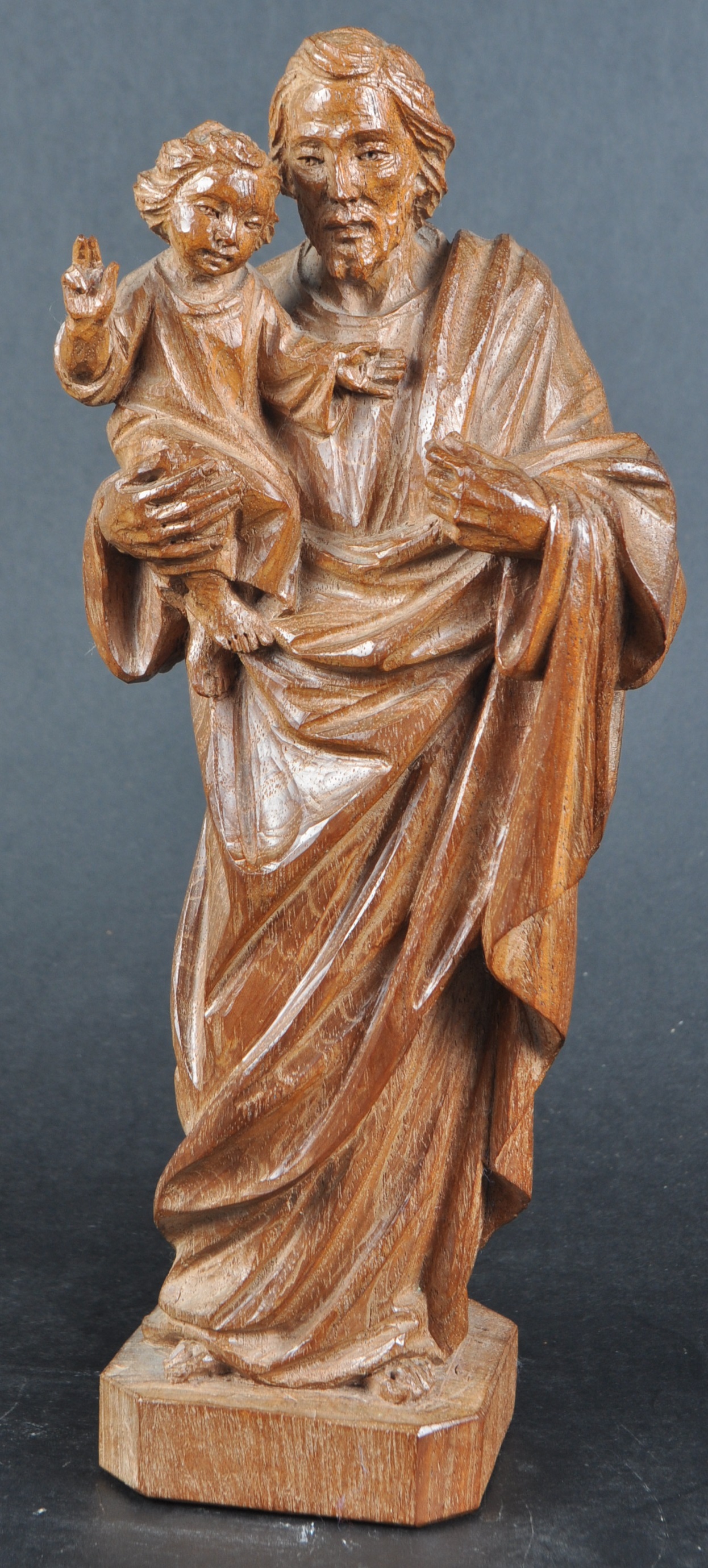 19TH CENTURY HAND CARVED FIGURE OF ST JOSEPH