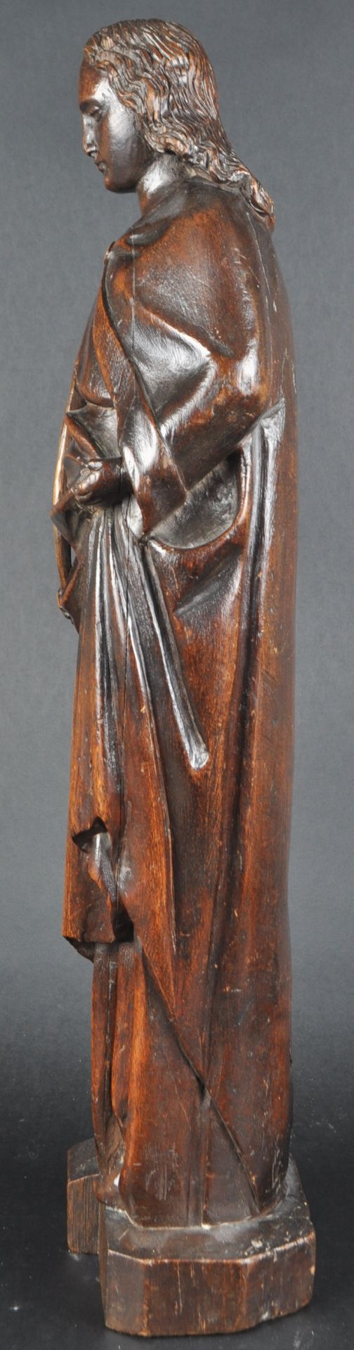 19TH CENTURY MAHOGANY CARVED STATUE OF A SAINT - Image 4 of 6