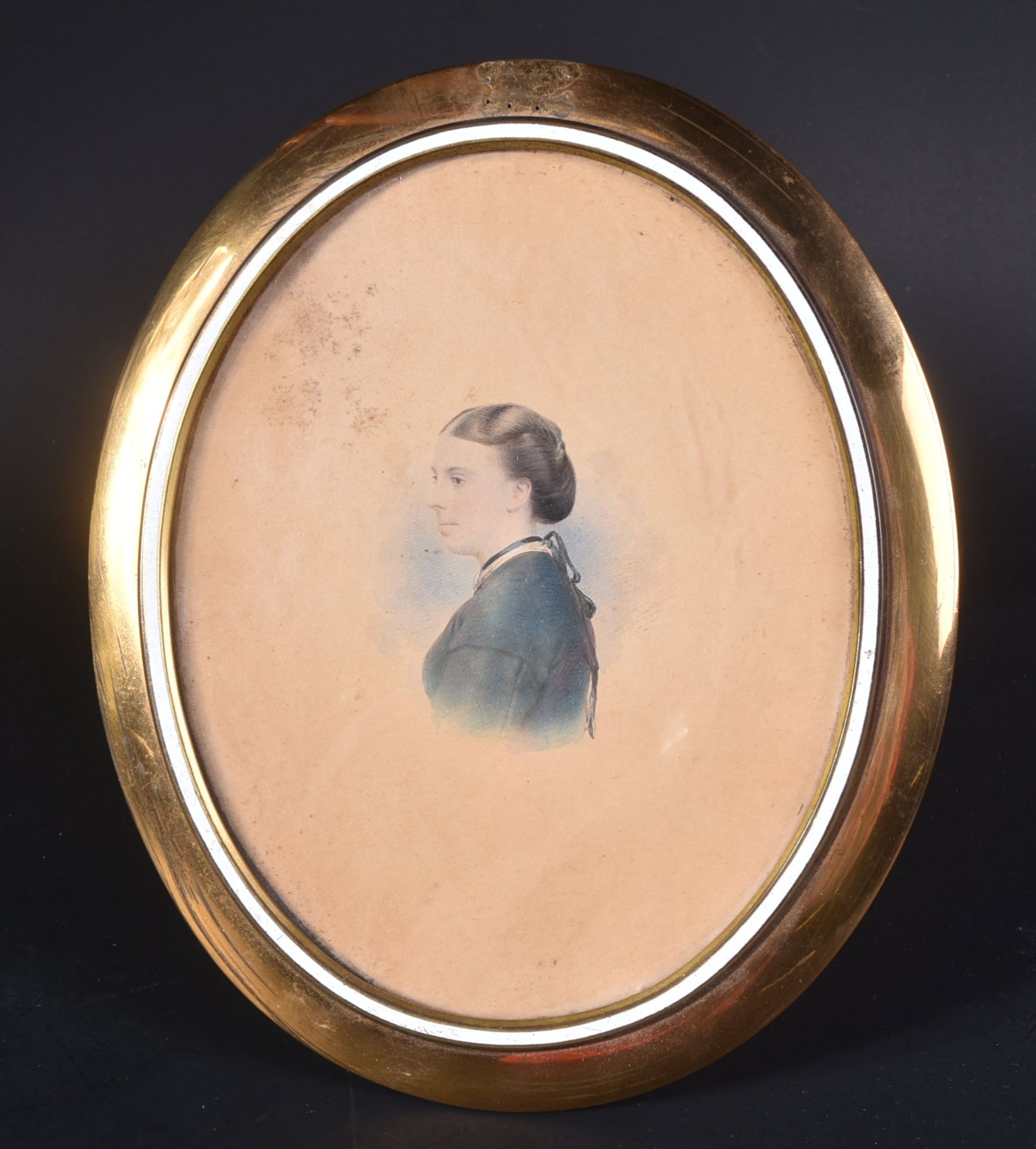 EARLY 20TH CENTURY PORTRAIT PICTURE IN LEATHER CASE - Image 4 of 6