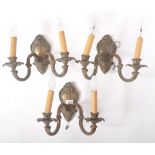 MATCHING SET OF THREE DUAL ARM WALL LIGHT SCONCES