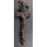 18TH CENTURY CARVED WOOD RELIQUARY CRUCIFIX