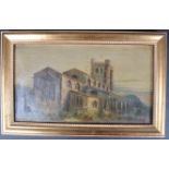 19TH CENTURY OIL ON CANVAS STUDY OF ST NICHOLAS CHURCH NEWBURY