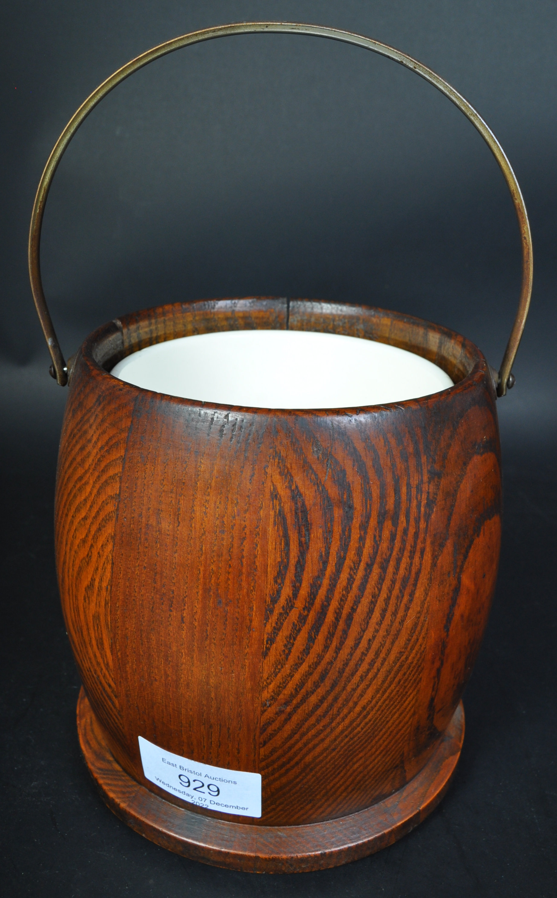 20TH CENTURY OAK BISCUIT BARREL - Image 3 of 5