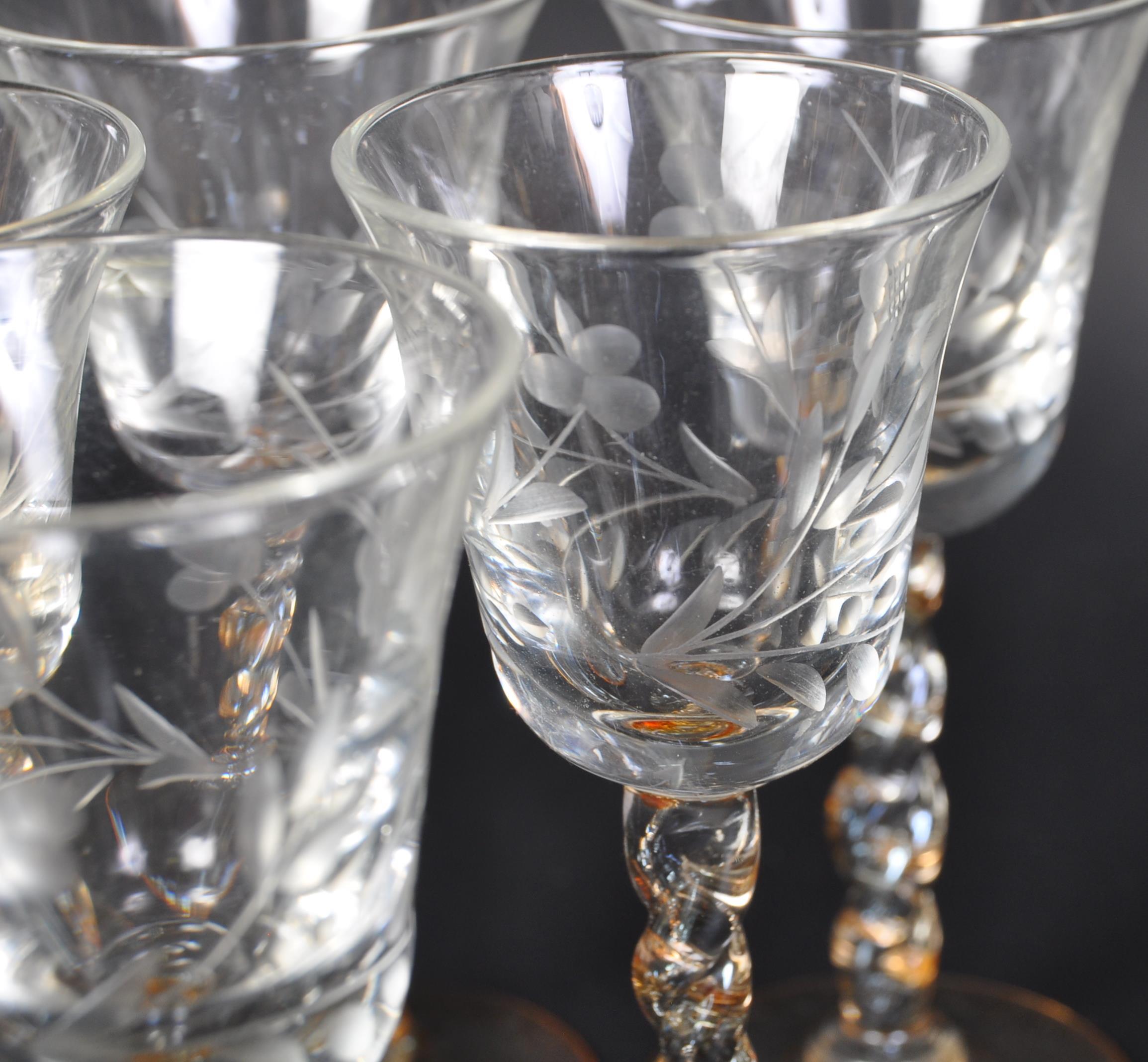 SET OF SIX BARLEY TWIST SHERRY DRINKING GLASSES - Image 5 of 6