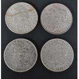 FOUR 19TH CENTURY AMERICAN SILVER MORGAN DOLLARS