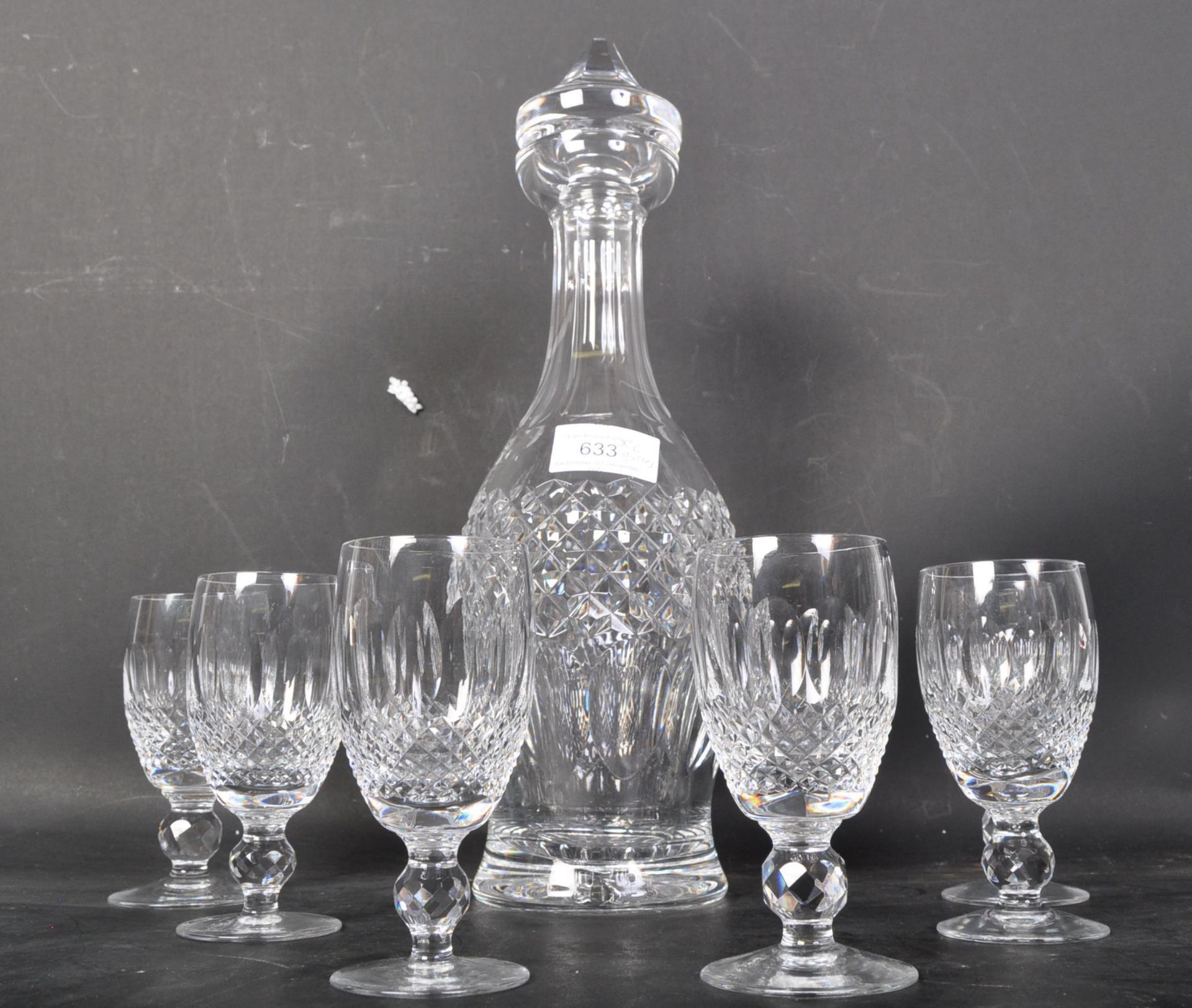 SIX VINTAGE WATERFORD CRYSTAL SHERRY GLASSES & DECANTER - Image 2 of 5