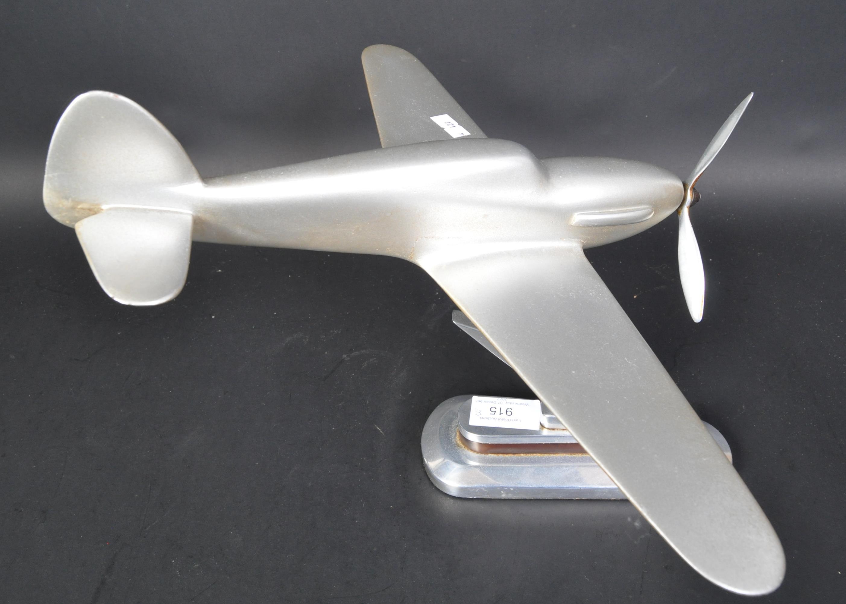 MODEL OF A WOODEN SPITFIRE ON METAL BASE - Image 3 of 5