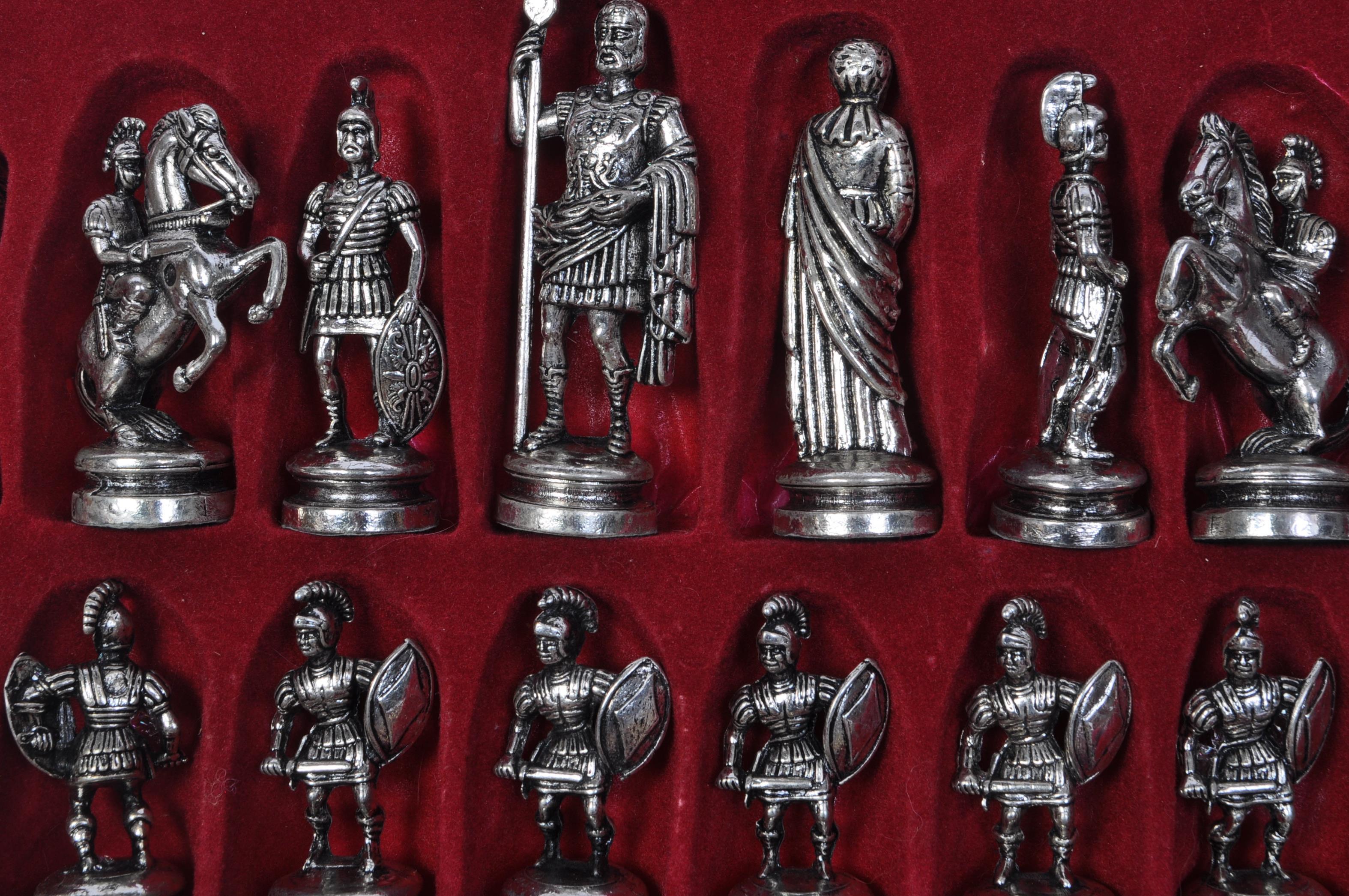 TWO BOXED SETS OF ROMAN SPELTER CHESS PIECES - Image 2 of 4