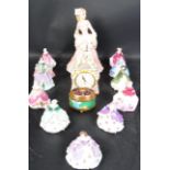 COLLECTION OF COALPORT LADIES WITH FRANKLIN MINT CLOCK