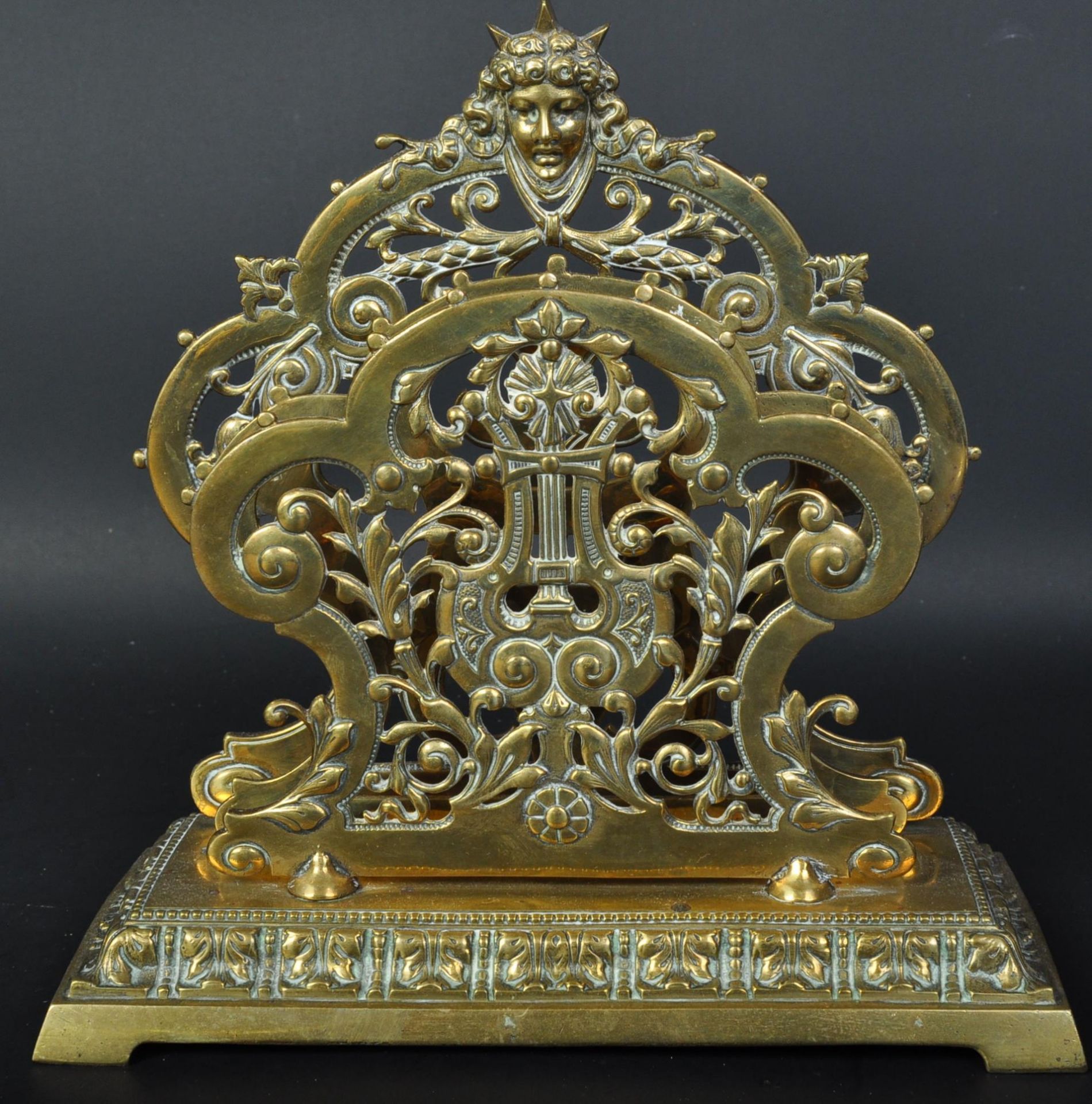 19TH CENTURY ORNATE BRASS LETTER HOLDER