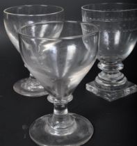 VICTORIAN ETCHED RUMMER GLASS T/W TWO OTHER GLASSES
