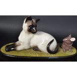 VINTAGE BESWICK BONE CHINA CAT & MOUSE FIGURE