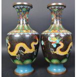 PAIR OF 1920S CHINESE CLOISONNE ENAMEL VASES