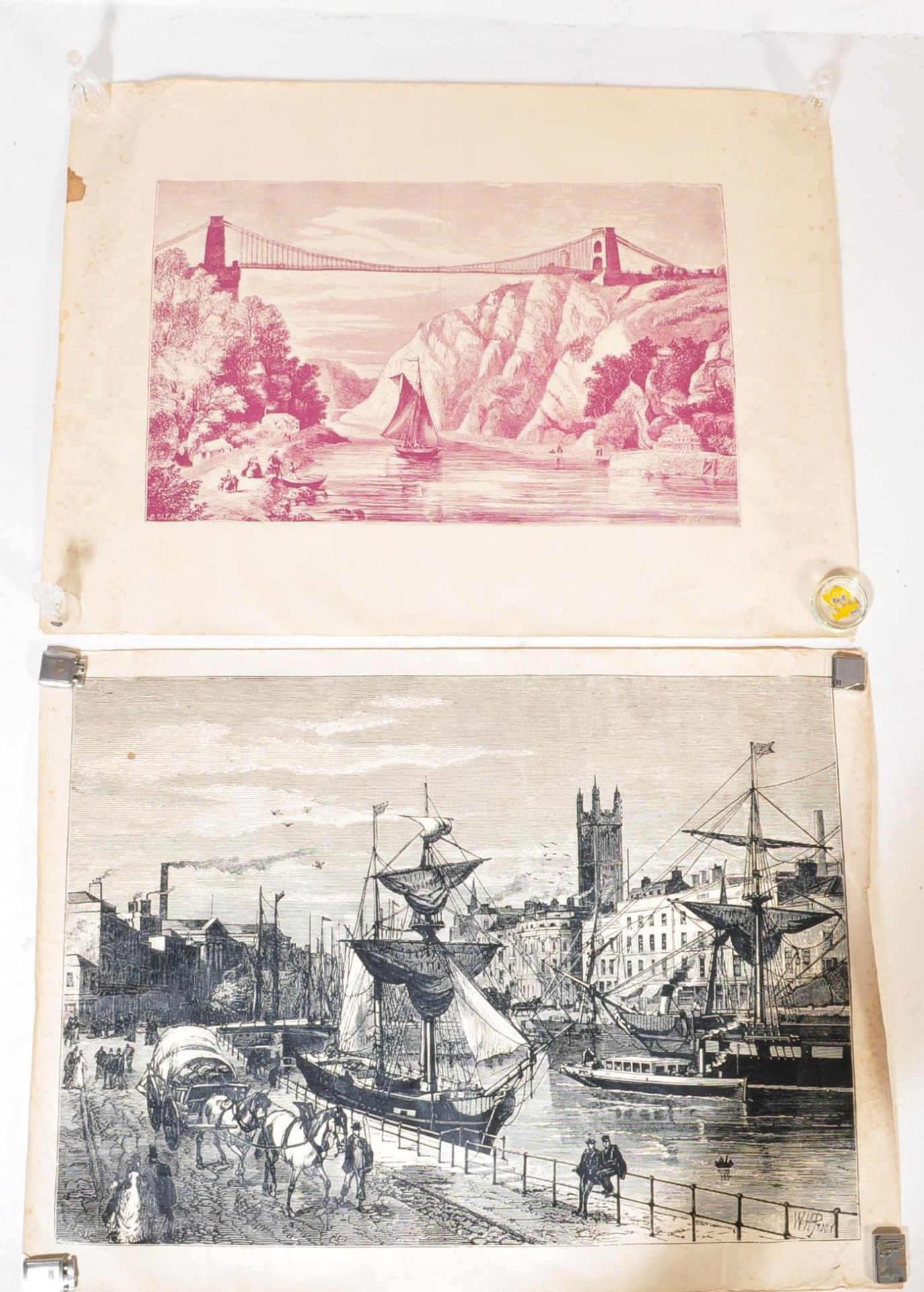 LOCAL BRISTOL INTEREST - TWO PRINTS - DOCKS & SUSPENSION BRIDGE