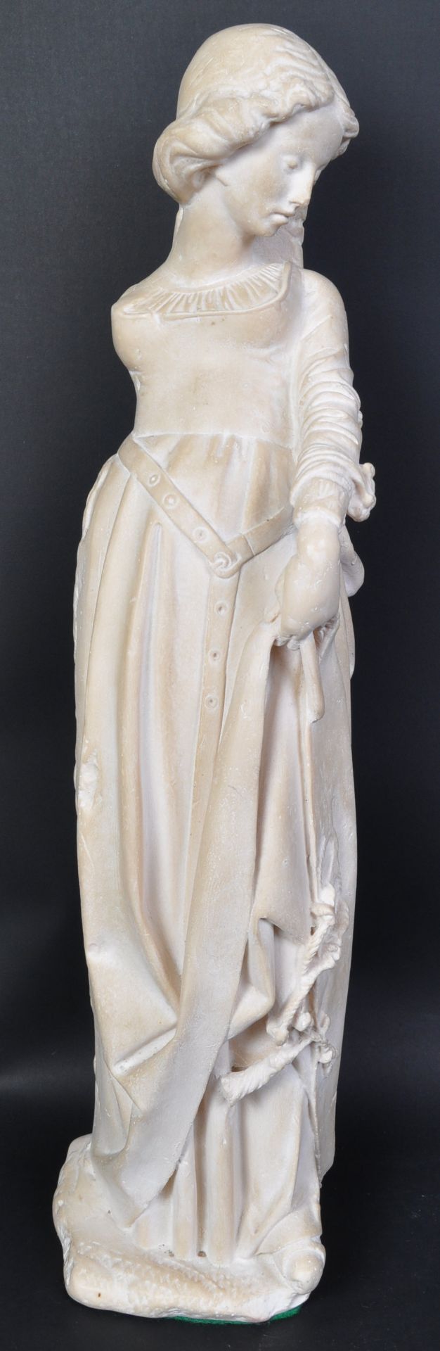 LARGE STATUE FAUX MARBLE FIGURINE WITH CARVED EXAMPLES - Image 2 of 7