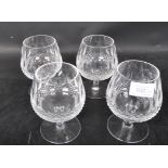 FOUR VINTAGE WATERFORD CRYSTAL 'LISMORE' BRANDY GLASSES