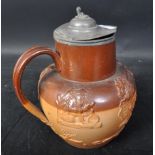 VICTORIAN ROYAL DOULTON STONEWARE HARVEST JUG WITH LID