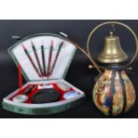 CHINESE BRASS ON STAND - OIL LAMP - ARTISTS PAINT SET