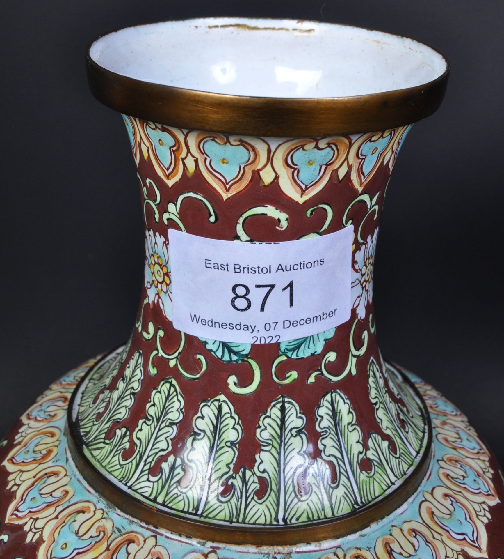 1920S CHINESE CLOISONNE ENAMELLED VASE - Image 4 of 6