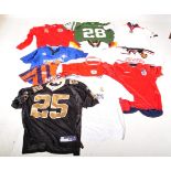 COLLECTION OF VINTAGE FOOTBALL, RUGBY & BASKETBALL T-SHIRTS