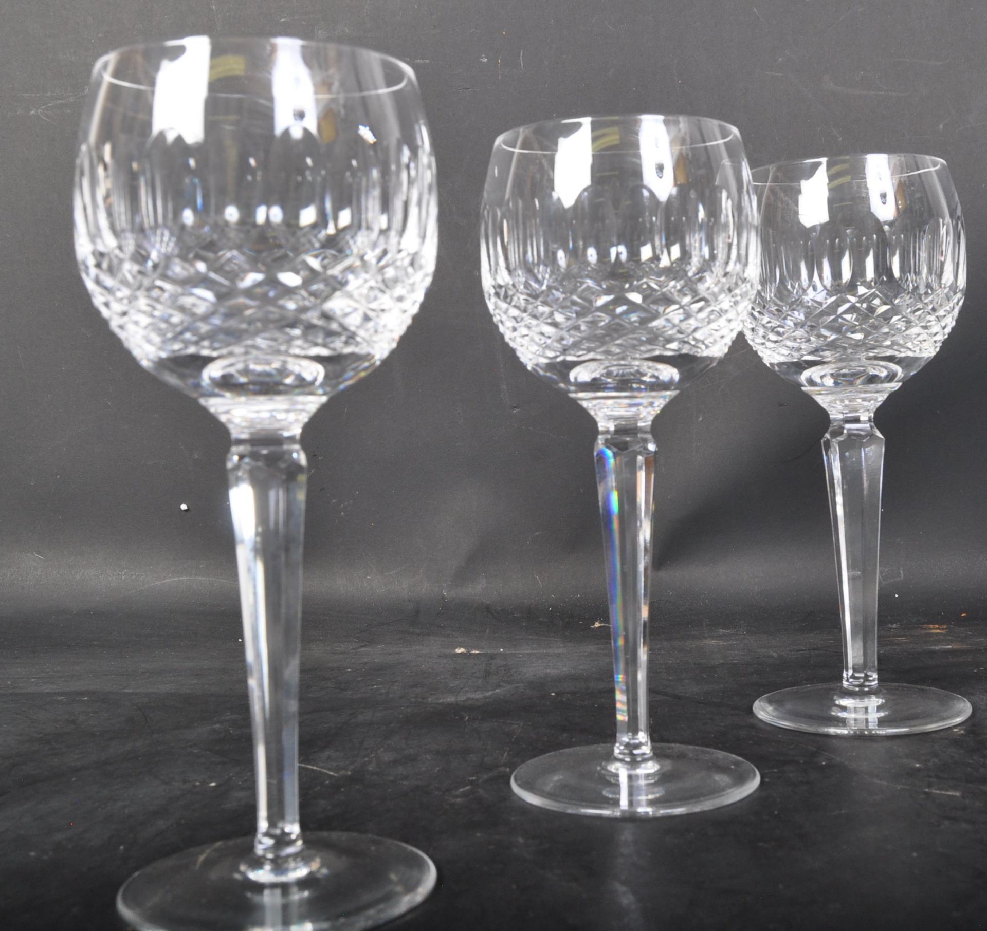 SIX VINTAGE WATERFORD CRYSTAL 'LISMORE' HOCK GLASSES - Image 3 of 5