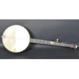 EARLY 20TH CENTURY BANJO - MOTHER OF PEARL - VELLUM