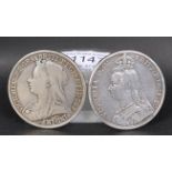 1889 & 1900 QUEEN VICTORIA CROWN COINS - GOOD GRADE