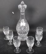 SIX VINTAGE WATERFORD CRYSTAL SHERRY GLASSES & DECANTER