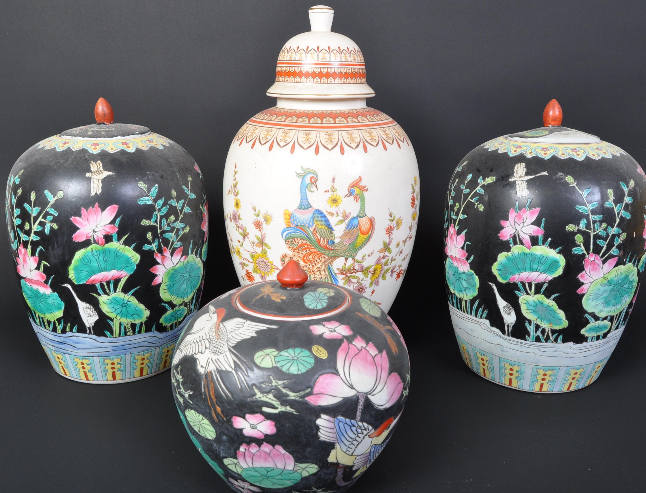 COLLECTION OF CHINESE LARGE BULBOUS GINGER JARS