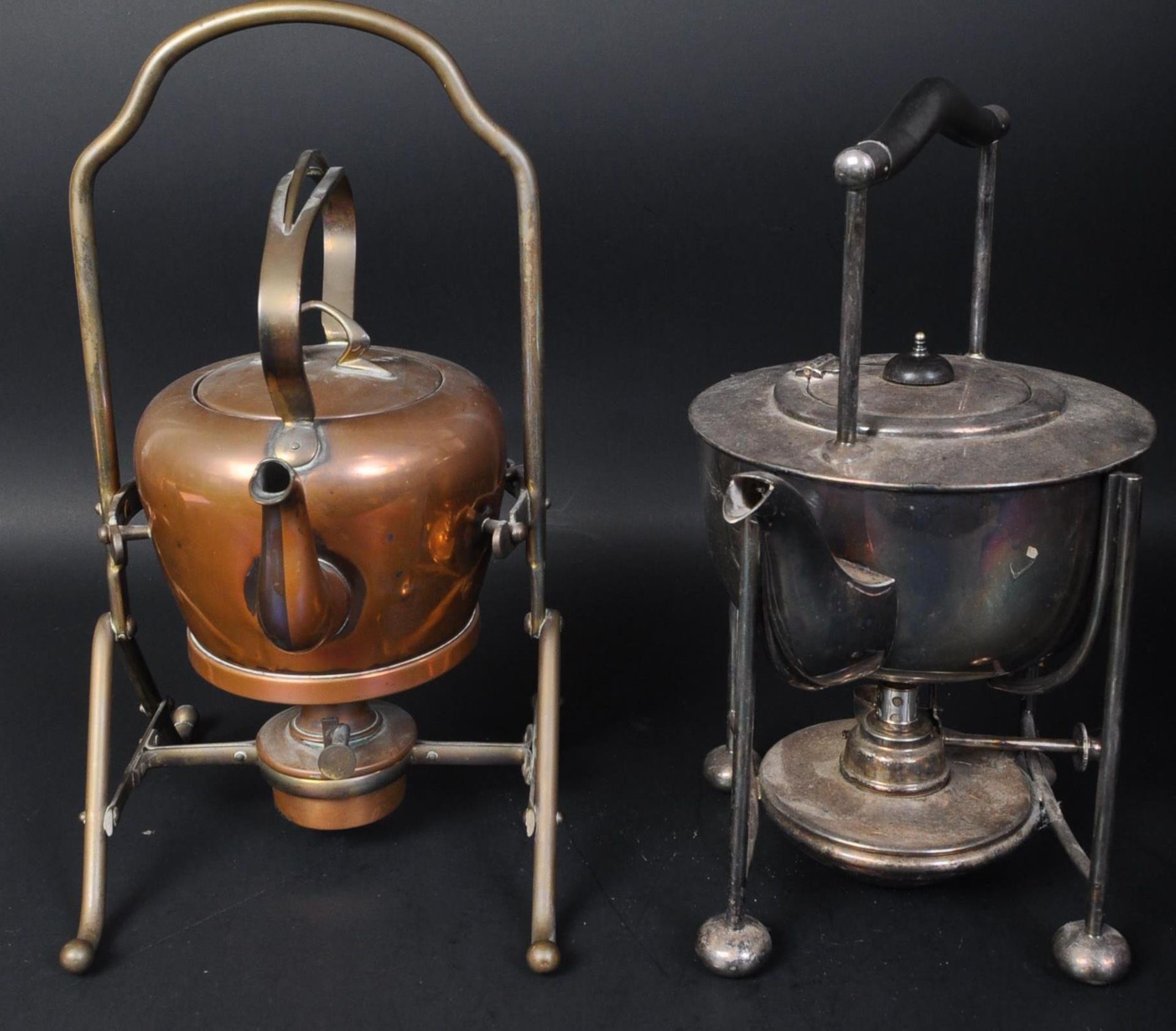 VICTORIAN ARTS & CRAFTS COPPER SPIRIT KETTLE T/W ANOTHER - Image 7 of 7