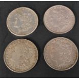 FOUR 19TH & 20TH CENTURY USA SILVER MORGAN DOLLARS