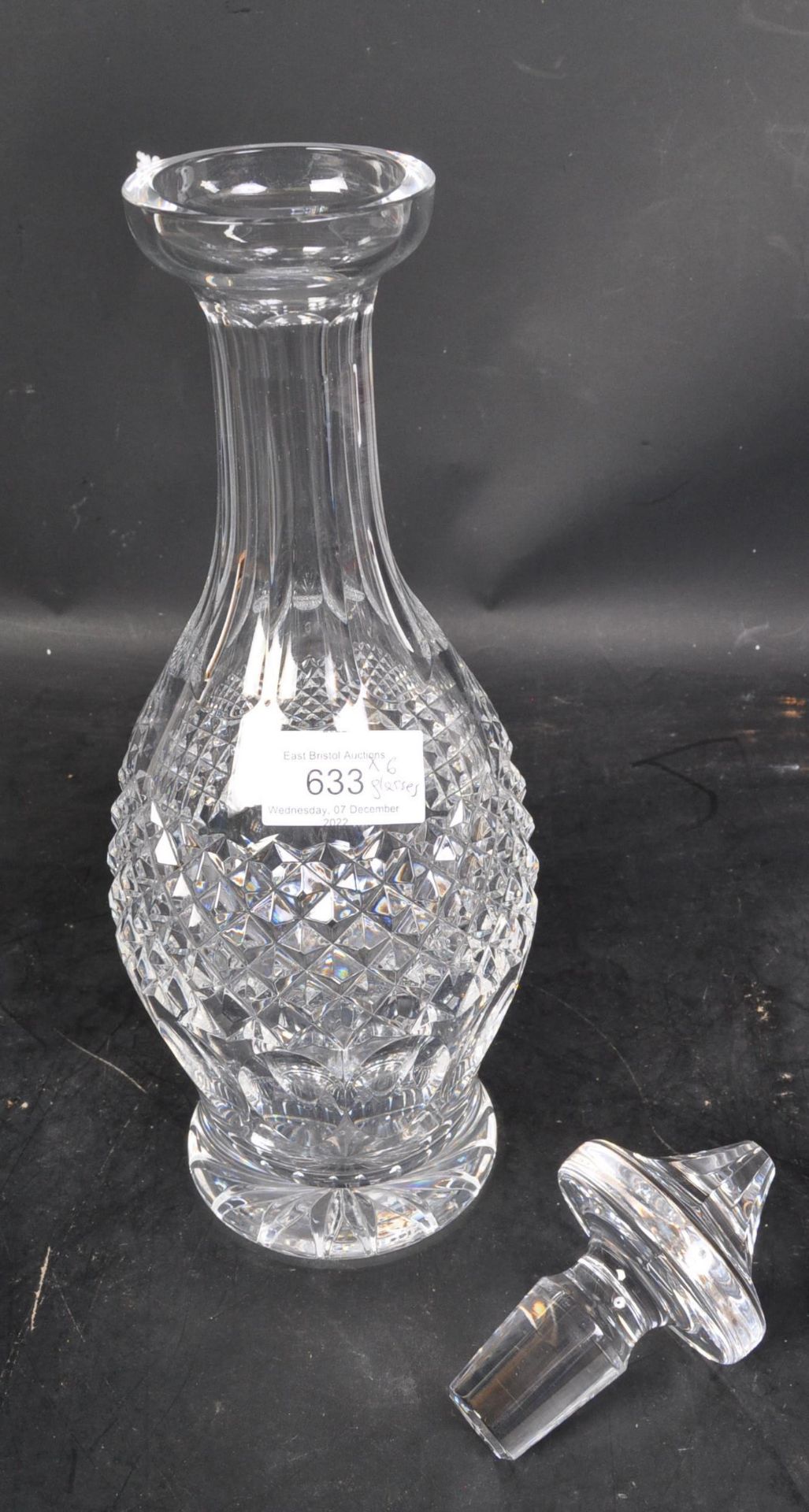 SIX VINTAGE WATERFORD CRYSTAL SHERRY GLASSES & DECANTER - Image 4 of 5