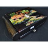 MID CENTURY JAPAPESE BLACK CHINOISERIE JEWELLERY BOX