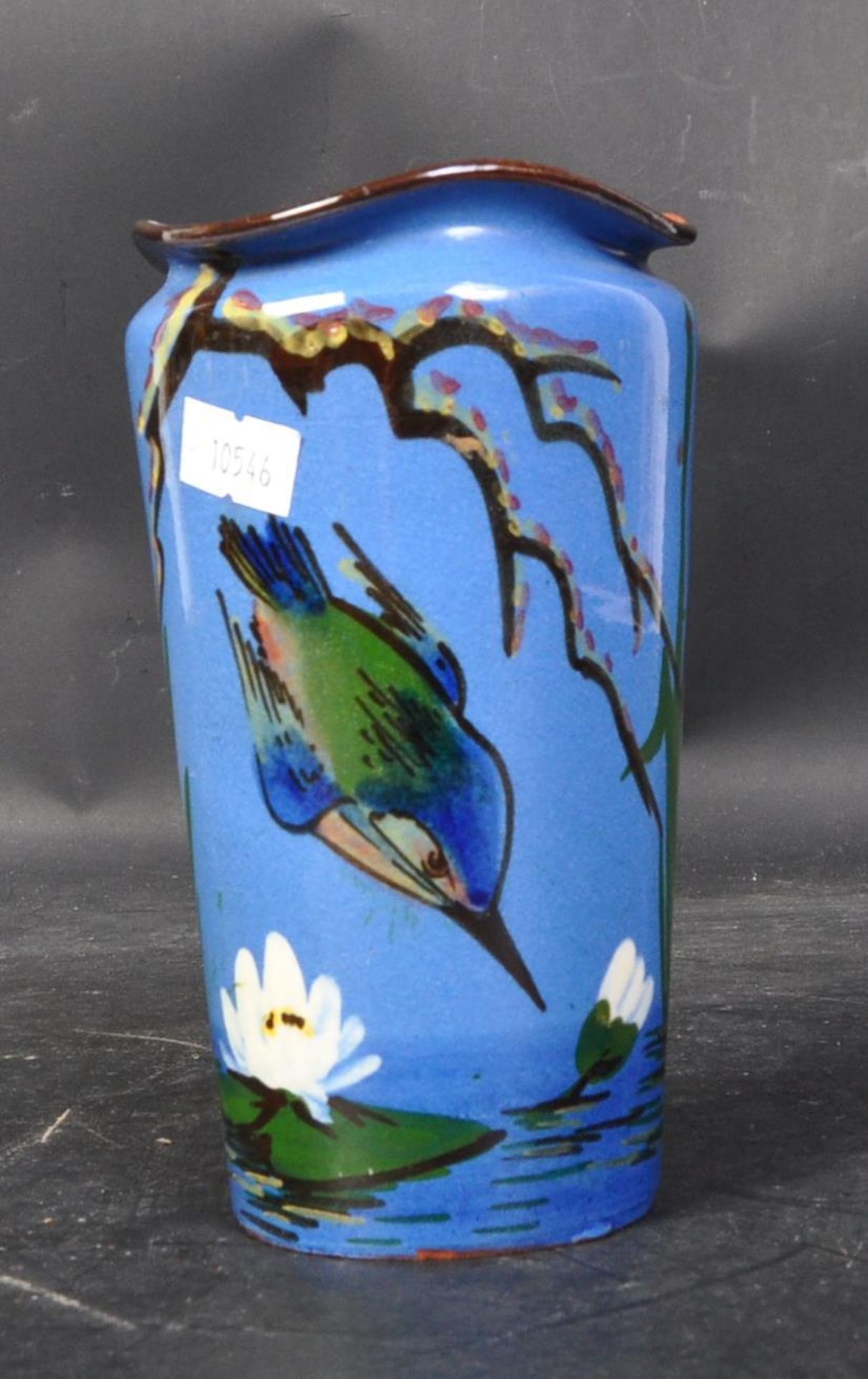 VINTAGE 20TH CENTURY BLUE GLAZE POTTERY VASE