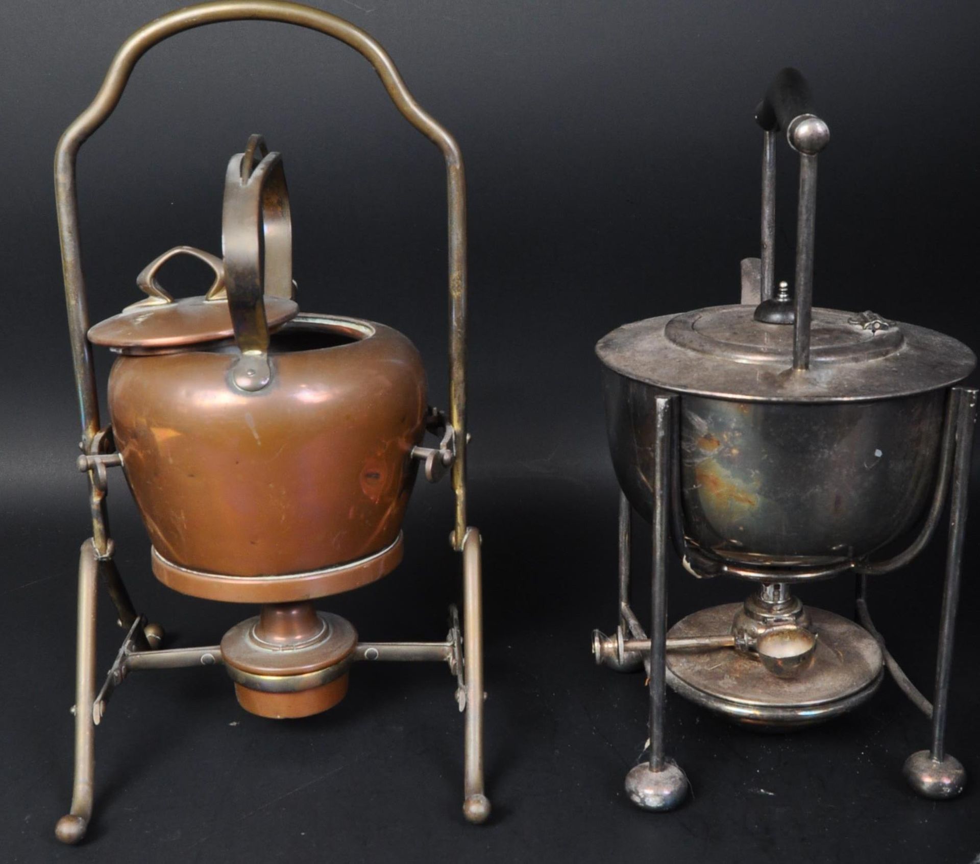 VICTORIAN ARTS & CRAFTS COPPER SPIRIT KETTLE T/W ANOTHER - Image 6 of 7