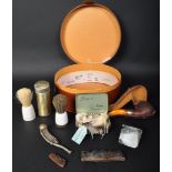 EDWARDIAN LEATHER CASED COLLAR BOX, PIPE, BOSUNS WHISTLE