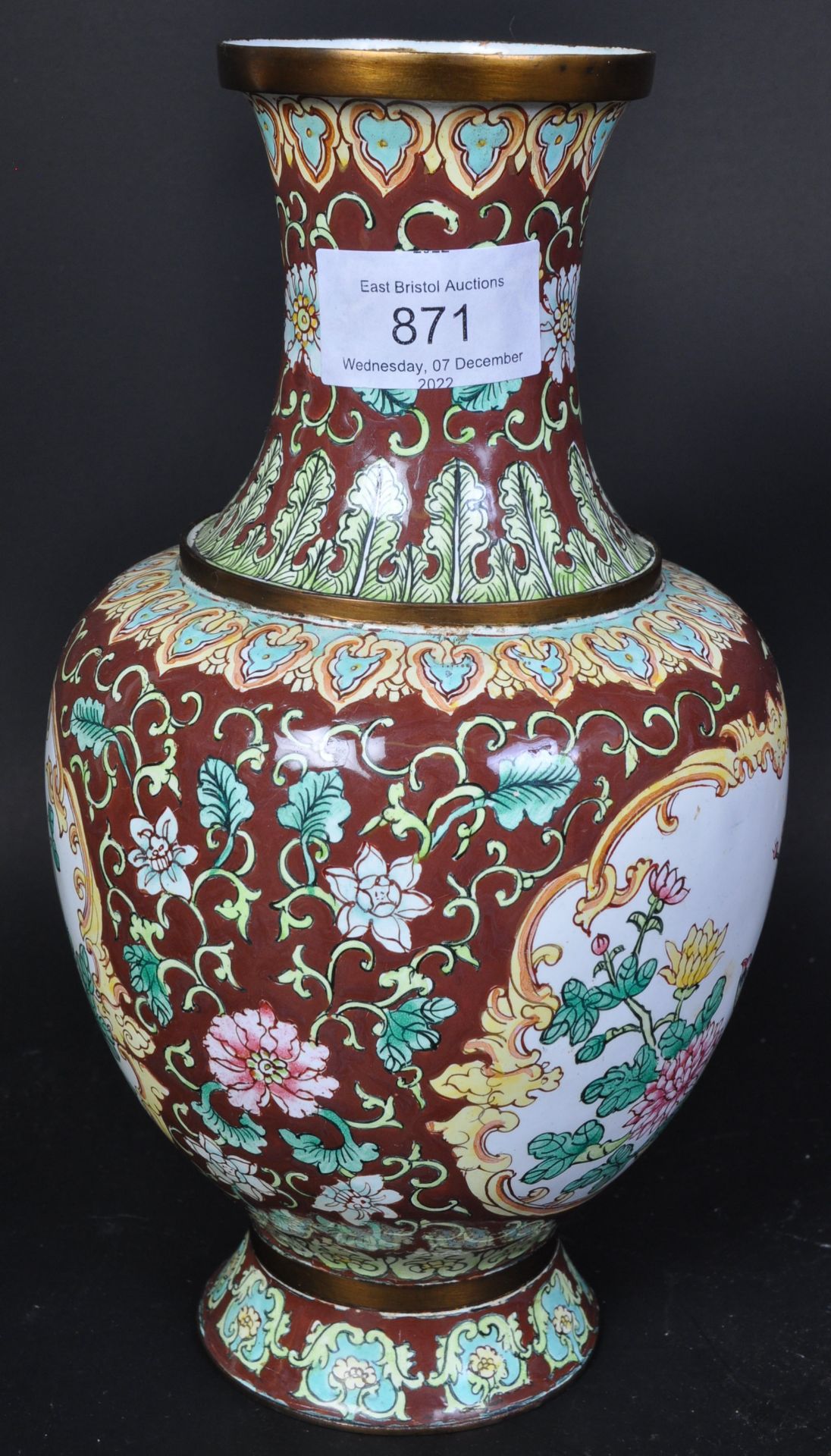 1920S CHINESE CLOISONNE ENAMELLED VASE