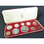 VINTAGE 1953 ENGLISH COINAGE SET IN RED LEATHER CASE