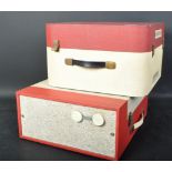 TWO RETRO MID CENTURY PORTABLE RECORD PLAYERS