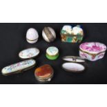 NINE VICTORIAN & LATER PORCELAIN & ENAMEL PILL BOXES