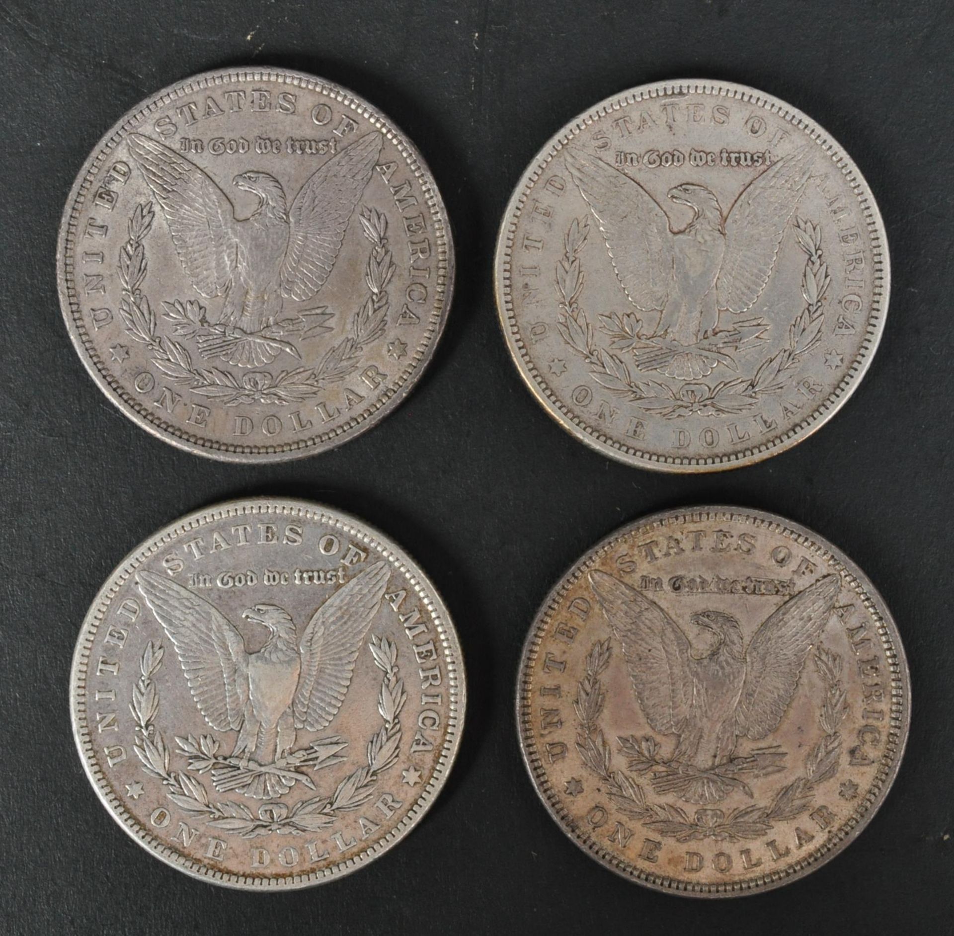 FOUR 19TH CENTURY AMERICAN SILVER MORGAN DOLLAR COINS - Image 3 of 3