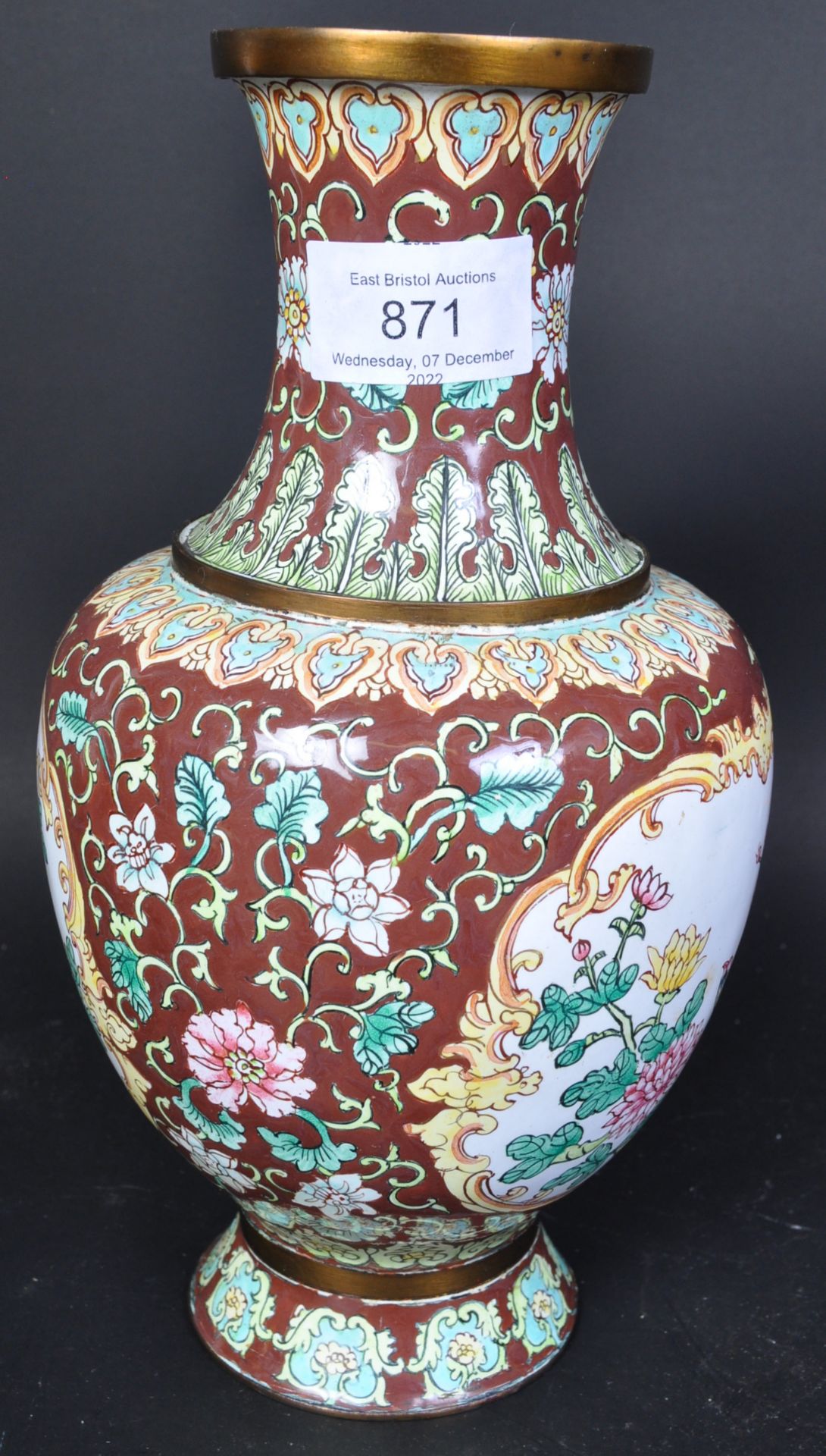 1920S CHINESE CLOISONNE ENAMELLED VASE - Image 3 of 6