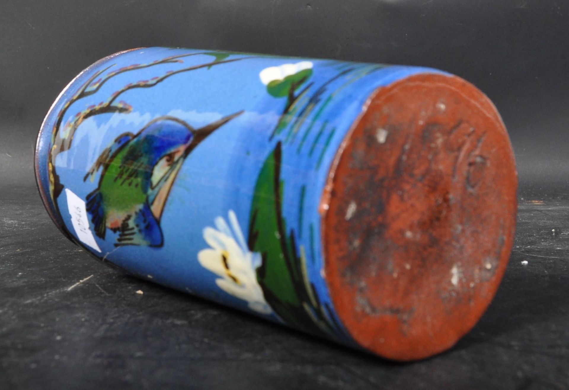 VINTAGE 20TH CENTURY BLUE GLAZE POTTERY VASE - Image 4 of 5