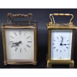 TWO VINTAGE BRASS CASED CARRIAGE CLOCKS