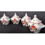 FOUR MASON'S IRONSTONE 'CHRISTMAS VILLAGE' LIDDED POTS