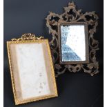 19TH CENTURY GILT METAL PHOTOGRAPH FRAME & MIRROR