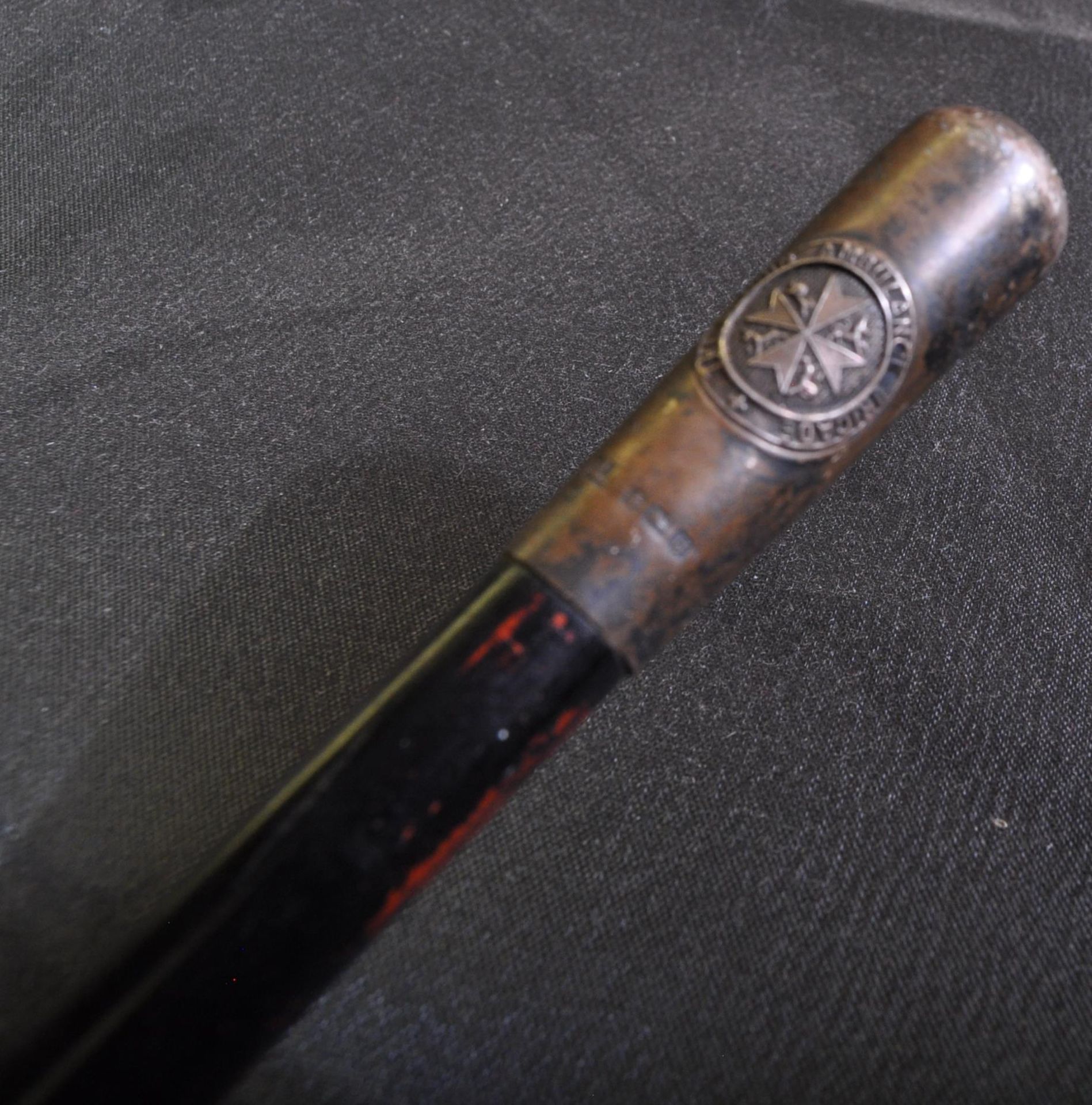 SILVER HALLMARKED ST JOHNS AMBULANCE SWAGGER STICK